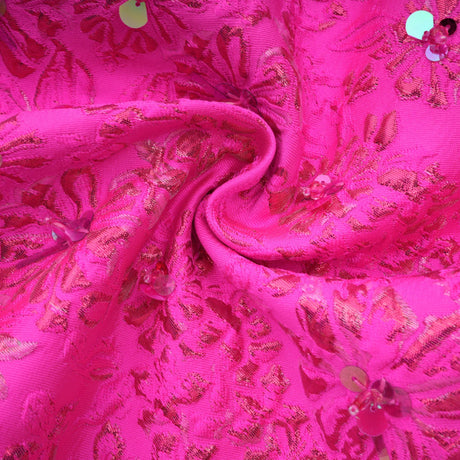 Aurohaya Celestia Floral-Appliqué Embellished Mini Dress in Pink