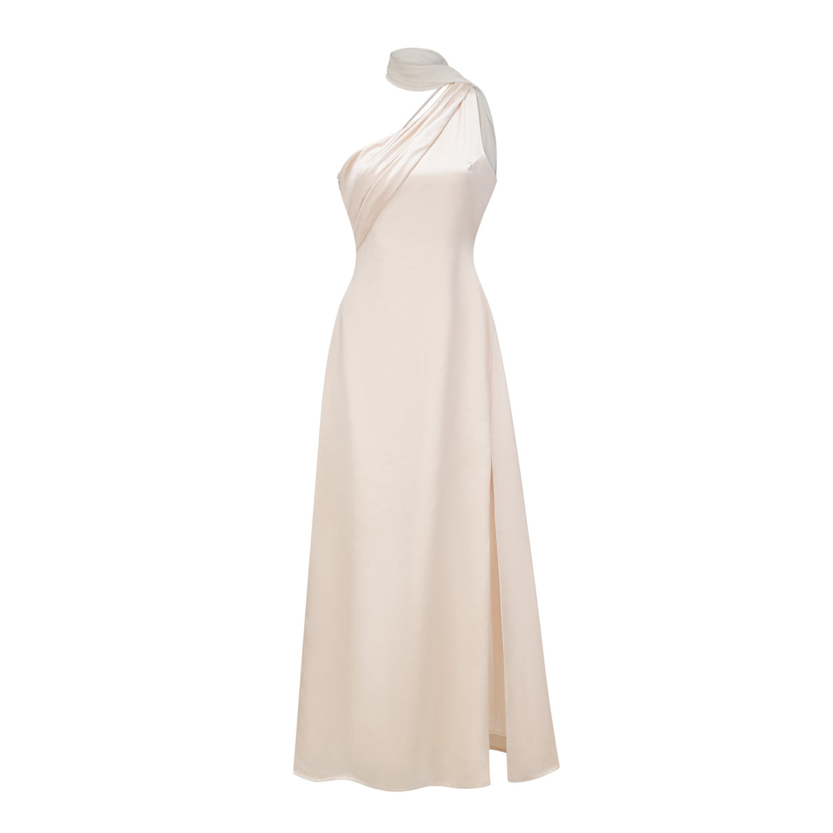 Aurohaya Thérèse neutral scarf-design satin maxi dress