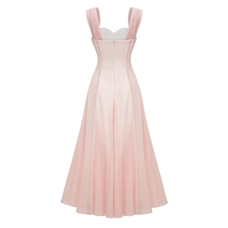Aurohaya Érasme Pink Flounced Midi Dress