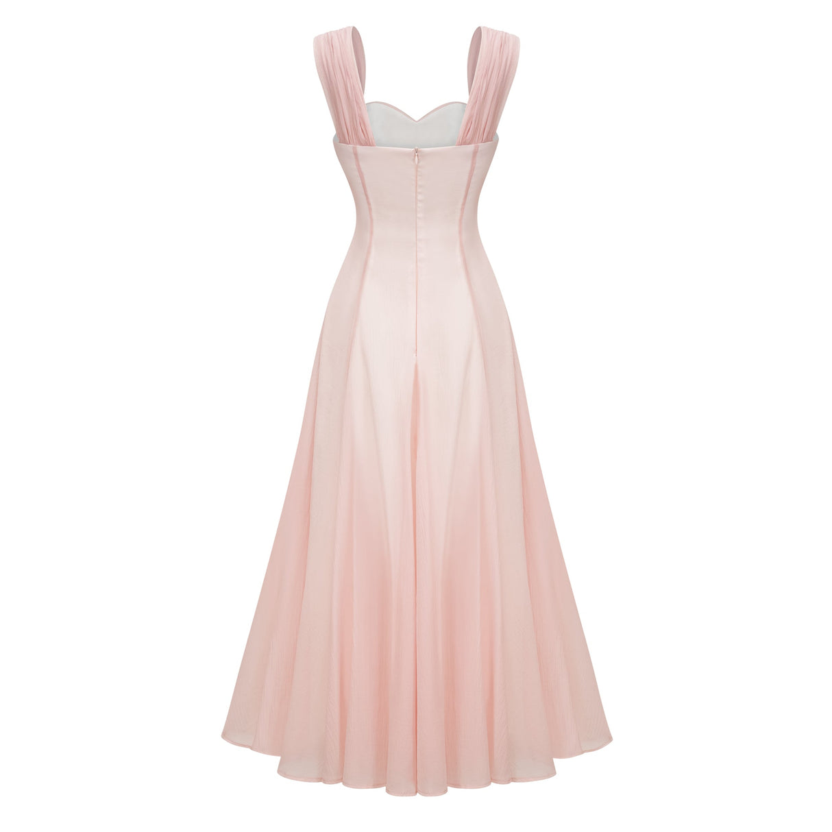 Aurohaya Érasme Pink Flounced Midi Dress