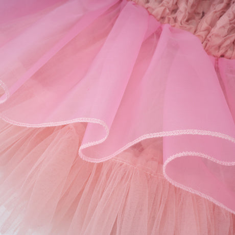 Aurohaya Rachel Pink 3D Petal Tulle Mini Dress