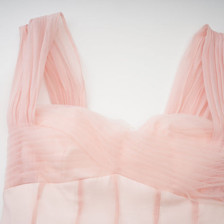 Aurohaya Érasme Pink Flounced Midi Dress