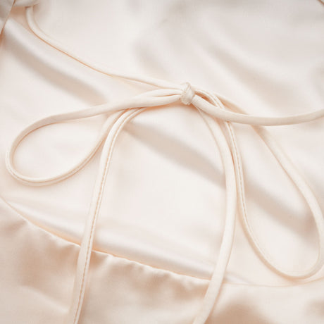 Aurohaya Thérèse neutral scarf-design satin maxi dress