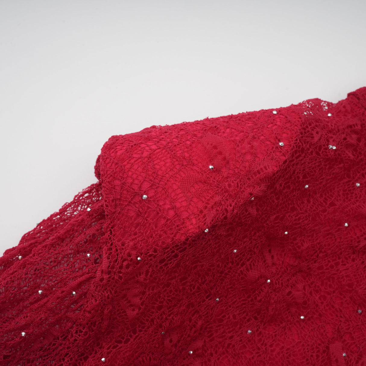 Aurohaya Justyna Red Rhinestone Guipure Lace Maxi Dress