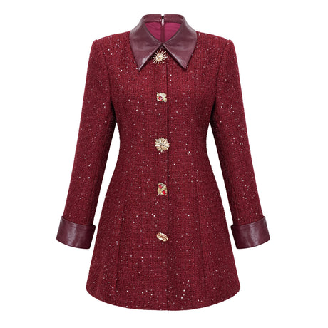 Aurohaya Ancora Red Embellished Tweed Mini Dress