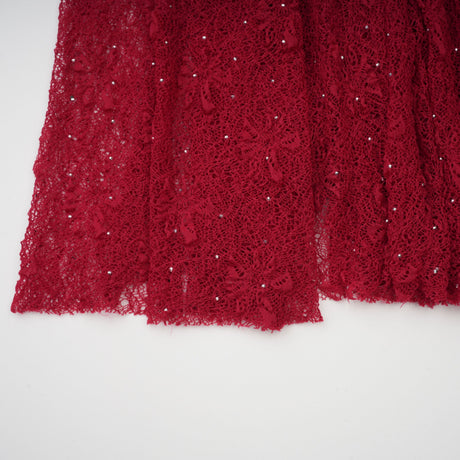 Aurohaya Justyna Red Rhinestone Guipure Lace Maxi Dress