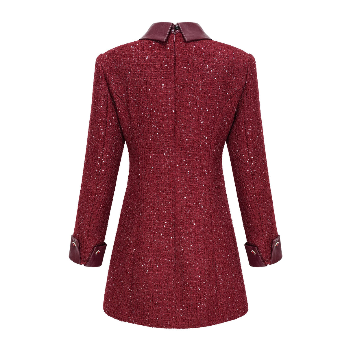 Aurohaya Ancora Red Embellished Tweed Mini Dress