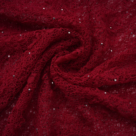 Aurohaya Justyna Red Rhinestone Guipure Lace Maxi Dress