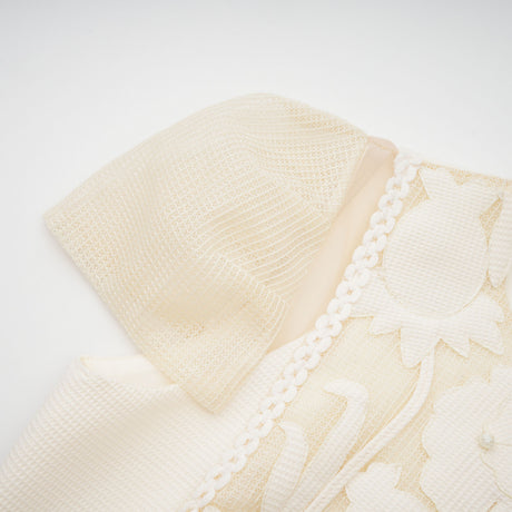 Aurohaya Maelle White Flower Embroidered Maxi Dress