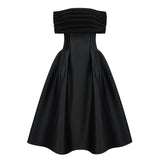 Anaïs Black Off Shoulder Polished Midi Dress