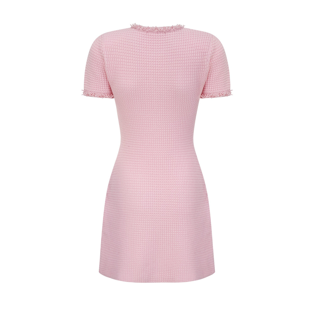 Aurohaya Eugénie pink beaded knit mini dress