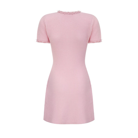 Aurohaya Eugénie pink beaded knit mini dress