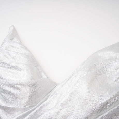 Aurohaya Adina Silver Glossy Asymmetrical Ruched Gown