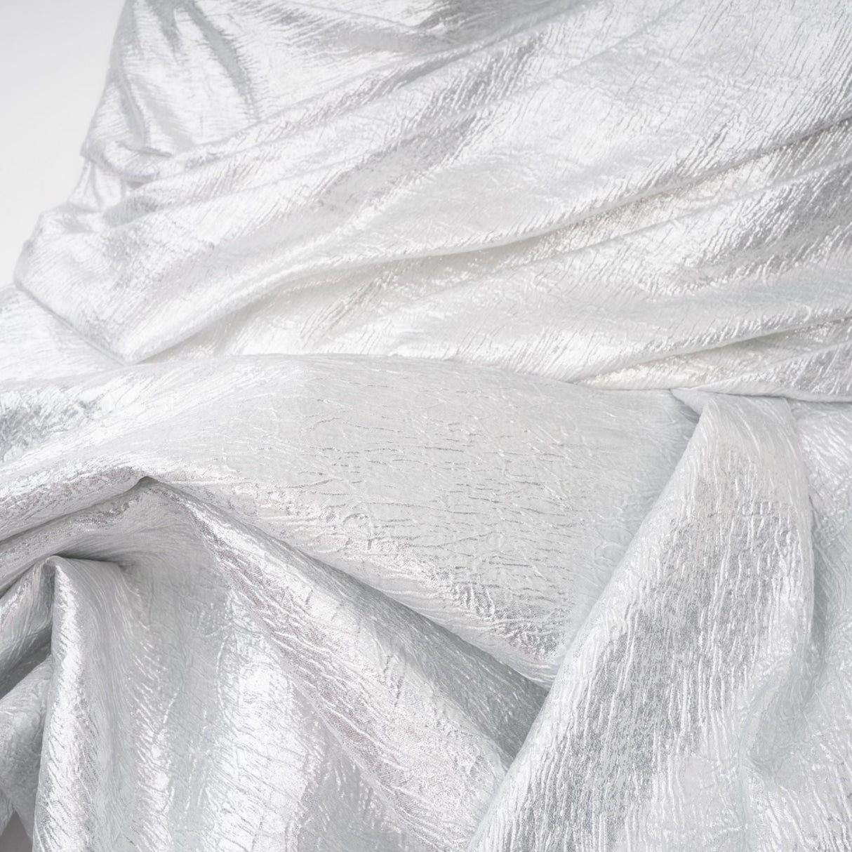 Aurohaya Adina Silver Glossy Asymmetrical Ruched Gown