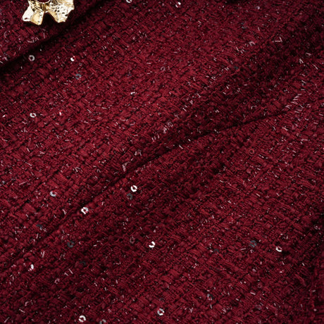 Aurohaya Ancora Red Embellished Tweed Mini Dress