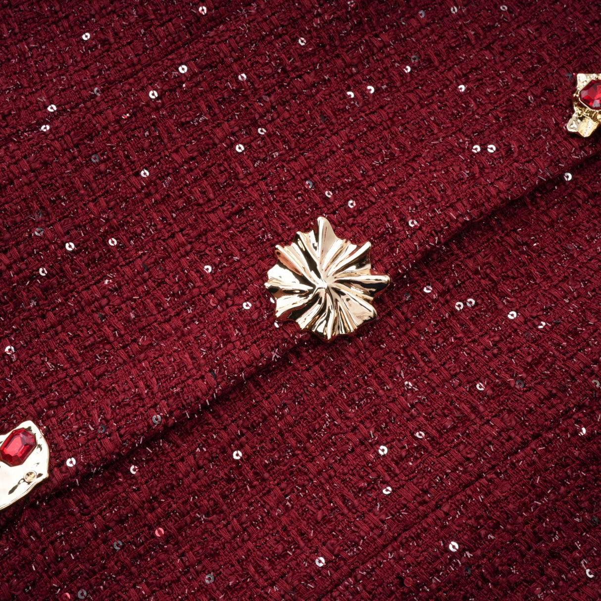 Aurohaya Ancora Red Embellished Tweed Mini Dress