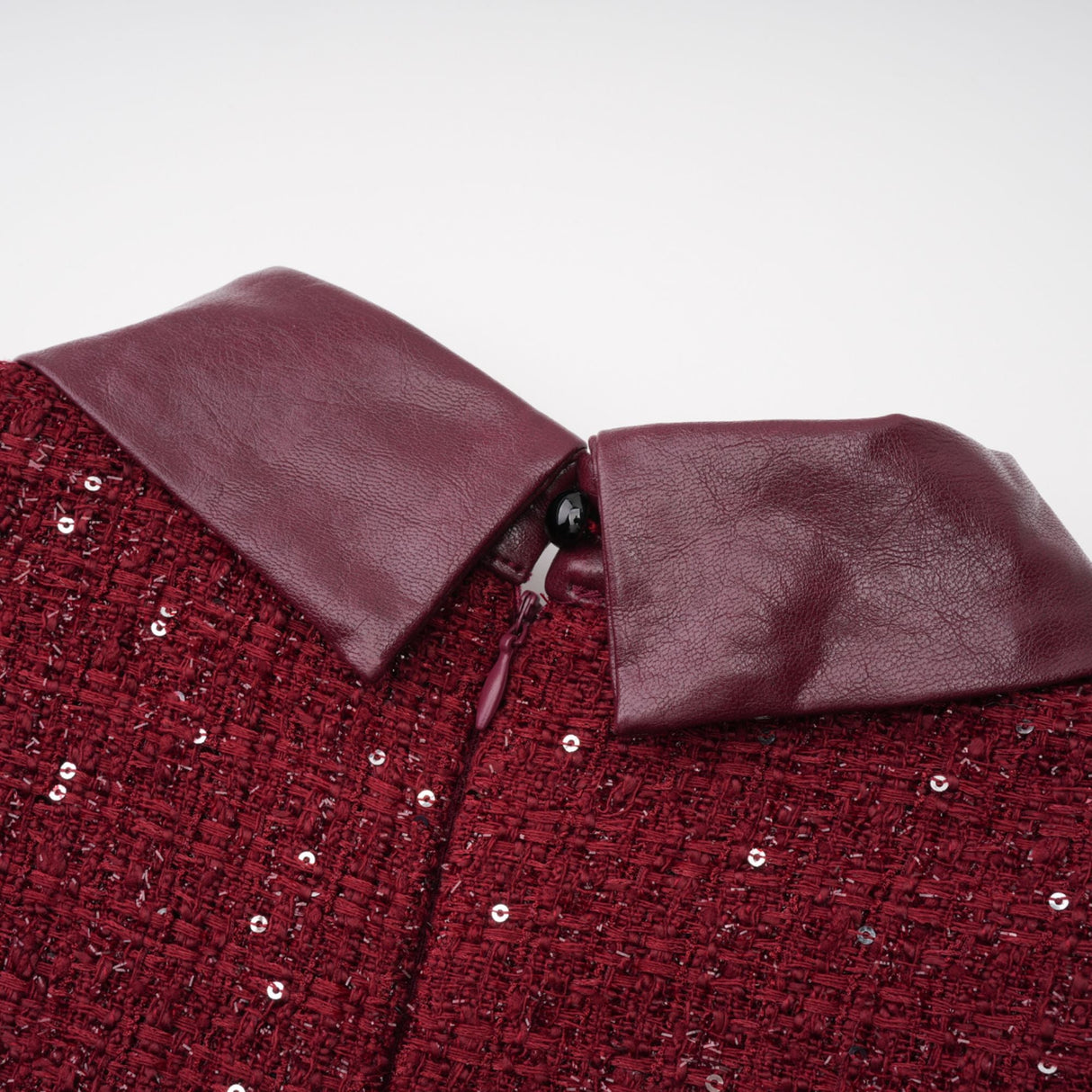 Aurohaya Ancora Red Embellished Tweed Mini Dress