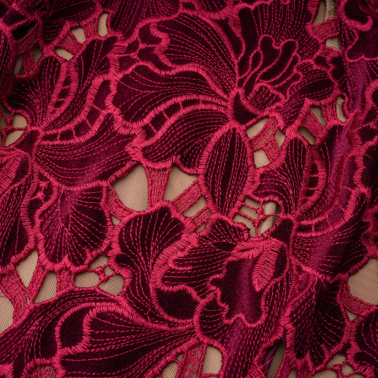 Aurohaya Hafdis Red Floral Embroidered Mini Dress