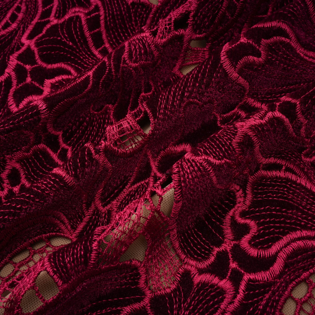 Aurohaya Hafdis Red Floral Embroidered Mini Dress