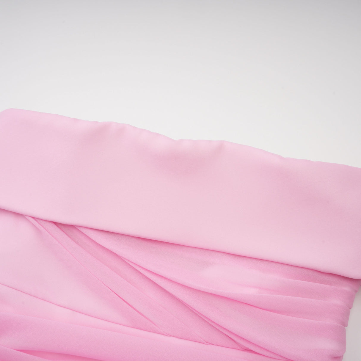 Aurohaya Laetitia Pink Pleated Train Ruched Maxi Dress