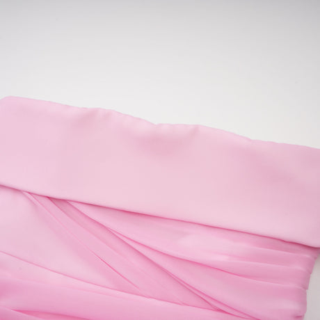 Aurohaya Laetitia Pink Pleated Train Ruched Maxi Dress
