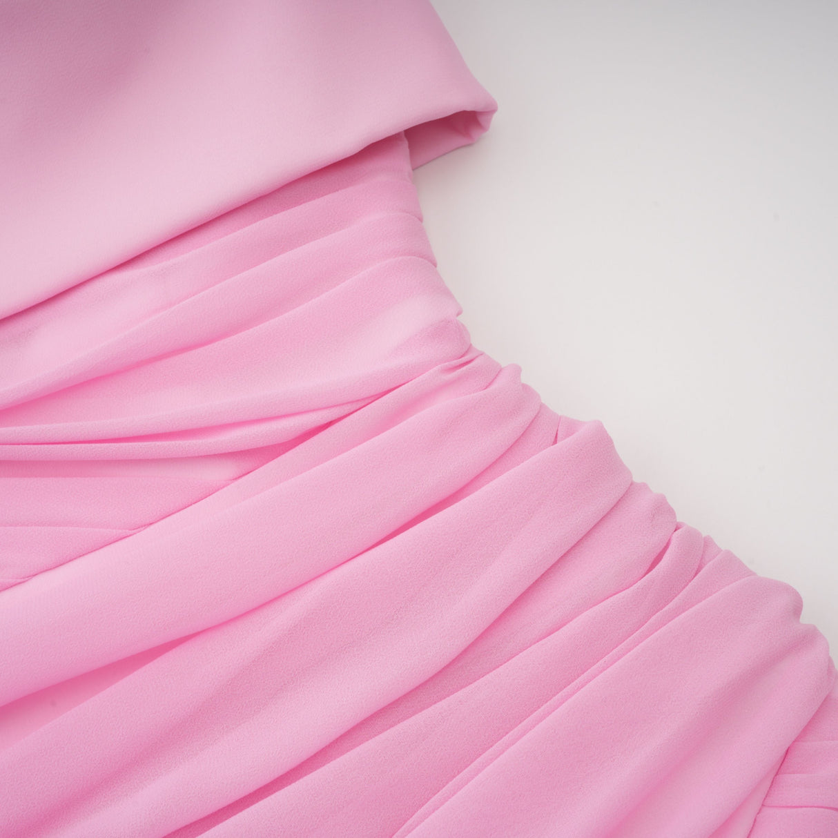Aurohaya Laetitia Pink Pleated Train Ruched Maxi Dress