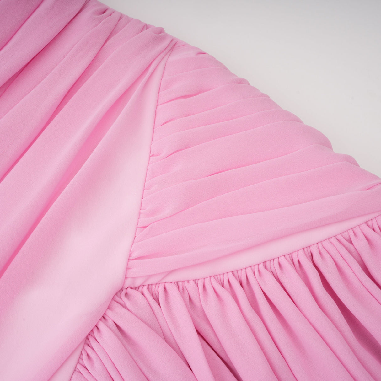 Aurohaya Laetitia Pink Pleated Train Ruched Maxi Dress