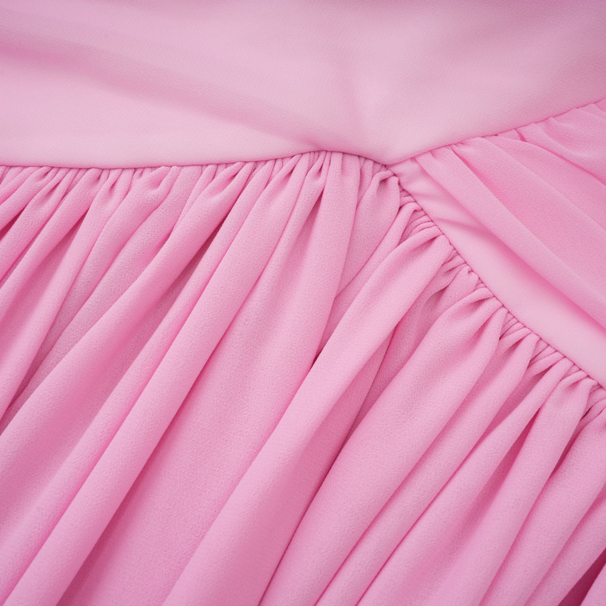Aurohaya Laetitia Pink Pleated Train Ruched Maxi Dress