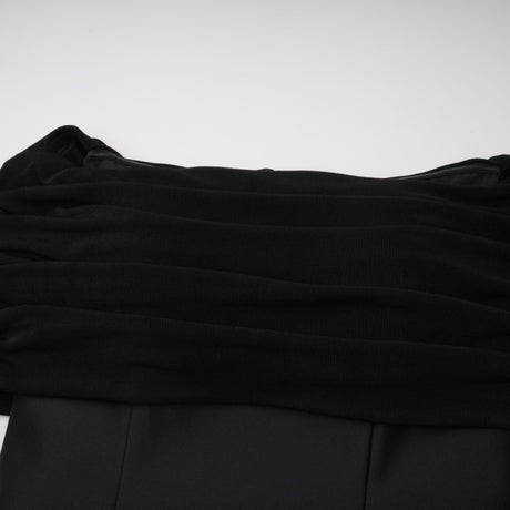 Aurohaya Anaïs Black Off Shoulder Polished Midi Dress