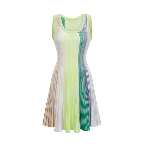 Aurohaya Amaryllis Green Sequin Striped Knit Mini Dress