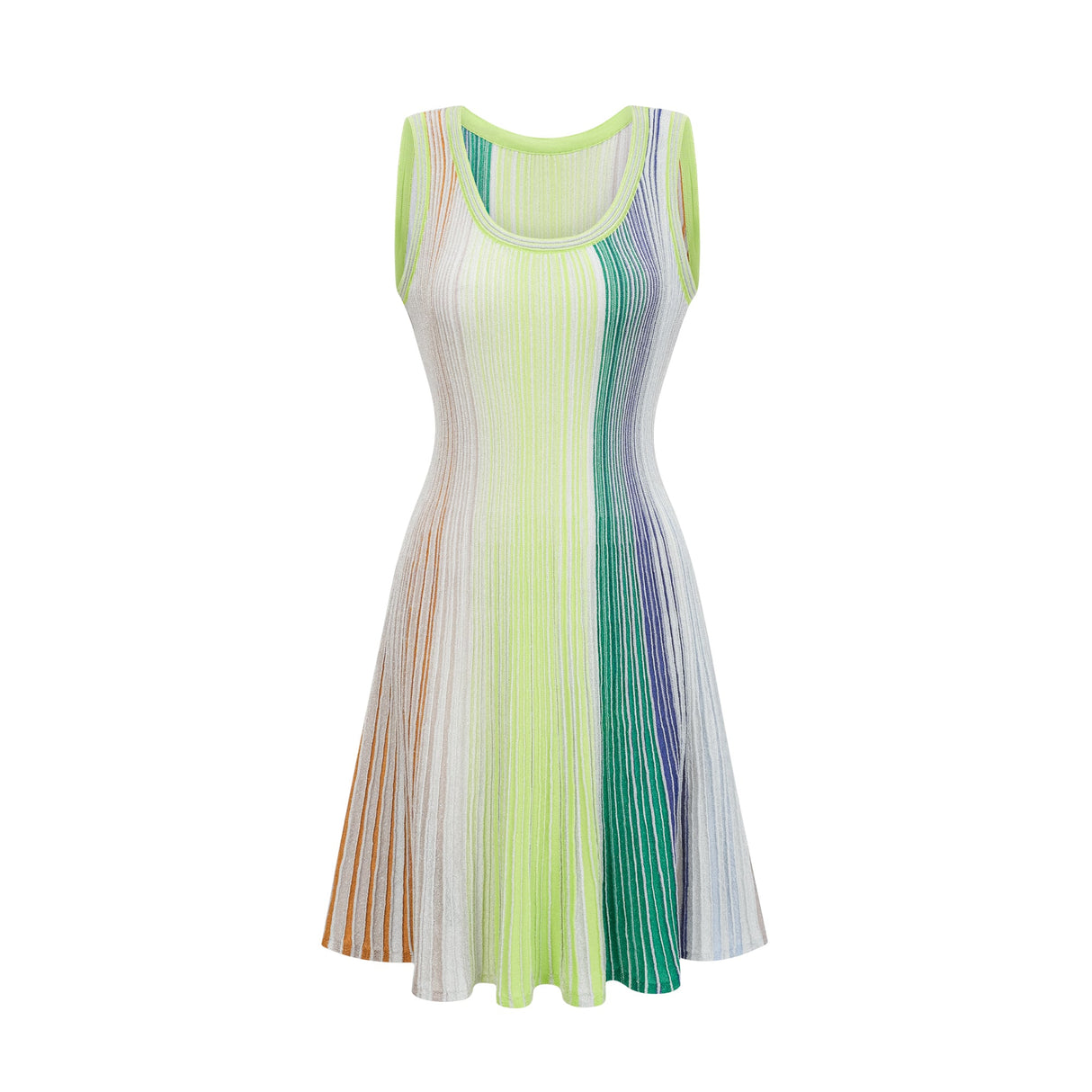Aurohaya Amaryllis Green Sequin Striped Knit Mini Dress