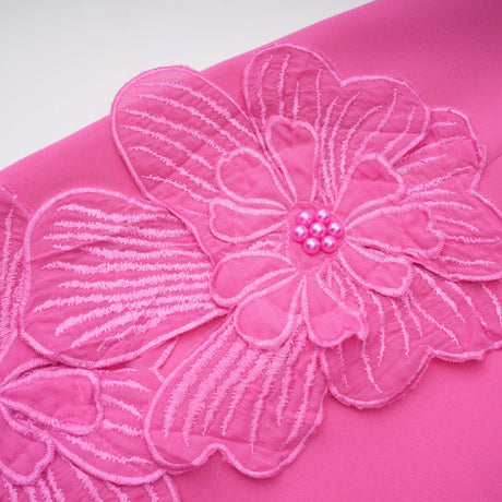 Aurohaya Fleurine Hot Pink Floral Appliqué Mini Dress