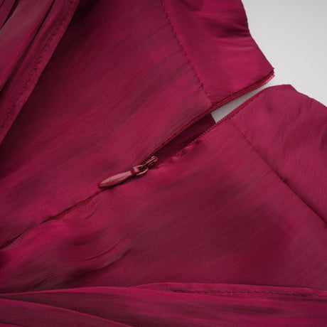Aurohaya Danuta Burgundy Ruched Pleated Maxi Dress