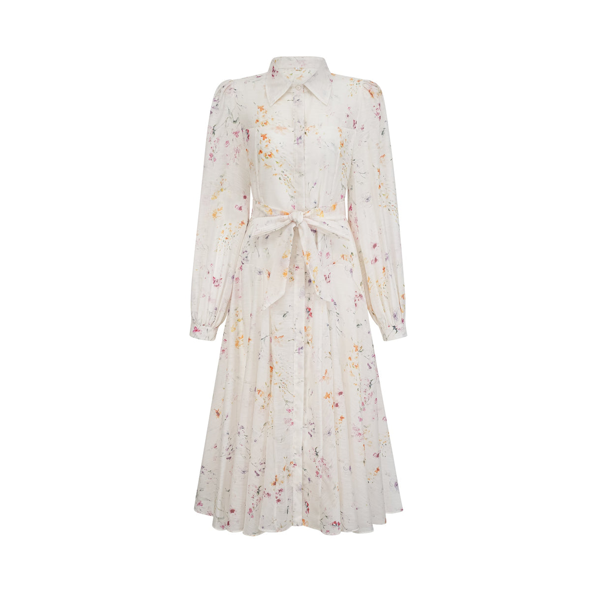 Aurohaya Zoé white floral-print tied midi dress