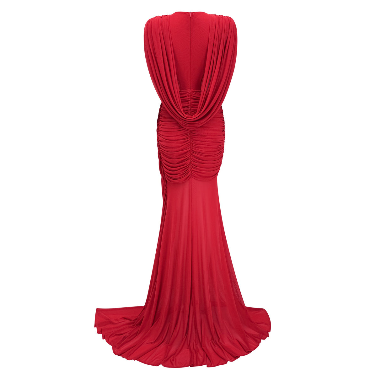 Aurohaya Fíona Red Asymmetrical Draped Maxi Gown