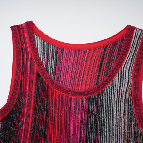 Aurohaya Amaryllis Red Sequin Striped Knit Mini Dress
