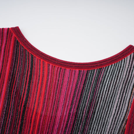 Aurohaya Amaryllis Red Sequin Striped Knit Mini Dress