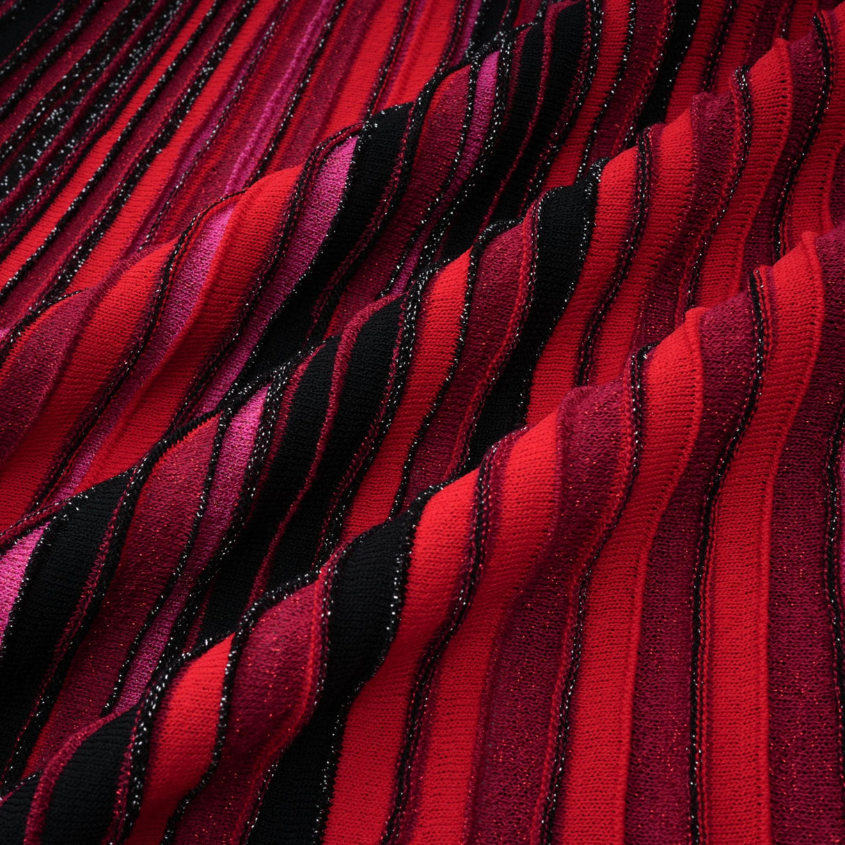 Aurohaya Amaryllis Red Sequin Striped Knit Mini Dress