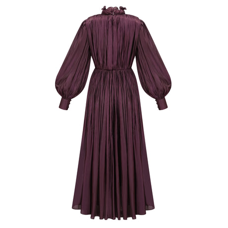 Aurohaya Sage Brown Crossed Design Maxi Dress
