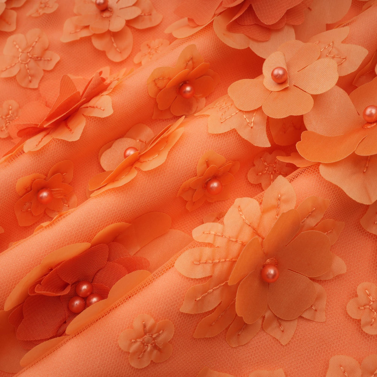Aurohaya Orphée orange faux-flower mini dress