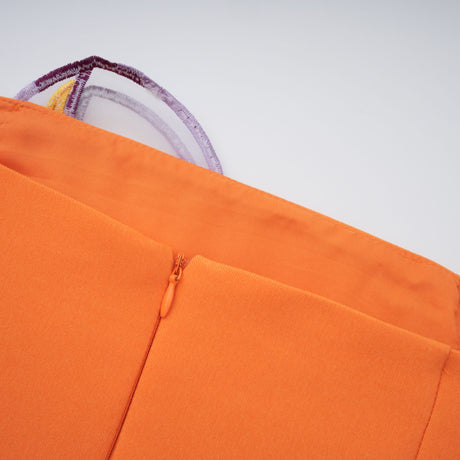 Aurohaya Irène Sequin Embroidered Off-Shoulder Midi Dress in Orange
