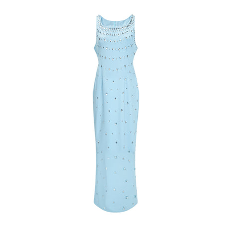 Aurohaya Meris Blue Crystal Embellished Maxi Gown