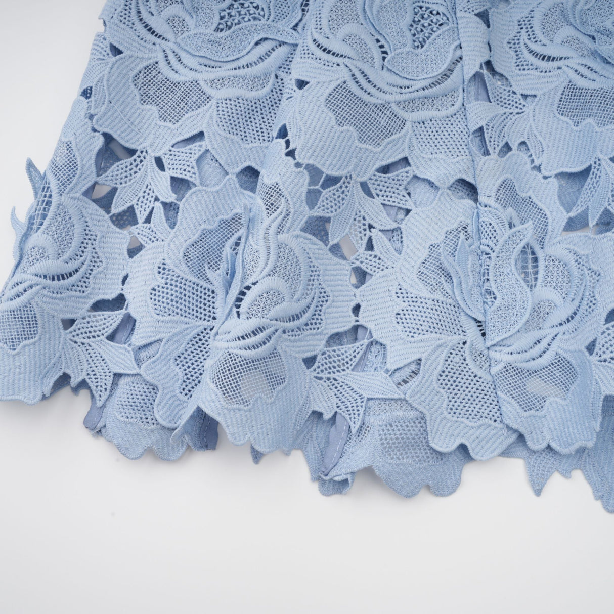 Aurohaya Aurore Blue Floral Appliqué Lace Midi Dress