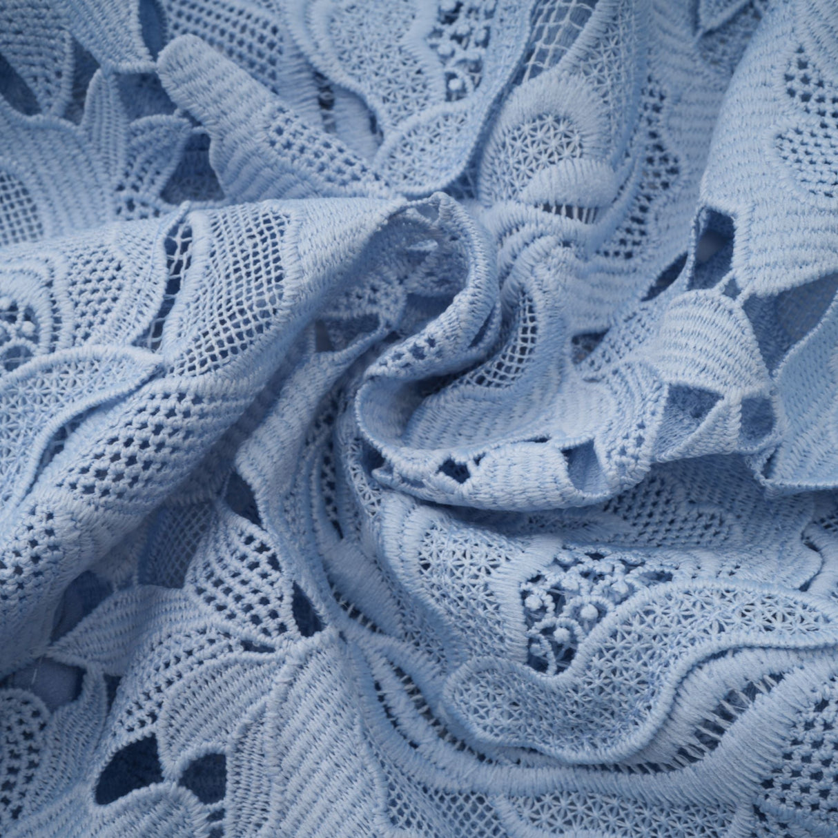Aurohaya Aurore Blue Floral Appliqué Lace Midi Dress