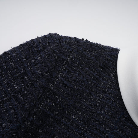 Aurohaya Fiona Navy Blue Embellished Tweed Mini Dress