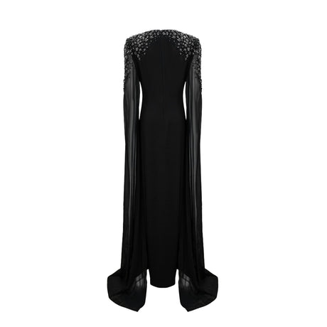 Aurohaya Yseult Black Embellished Maxi Gown