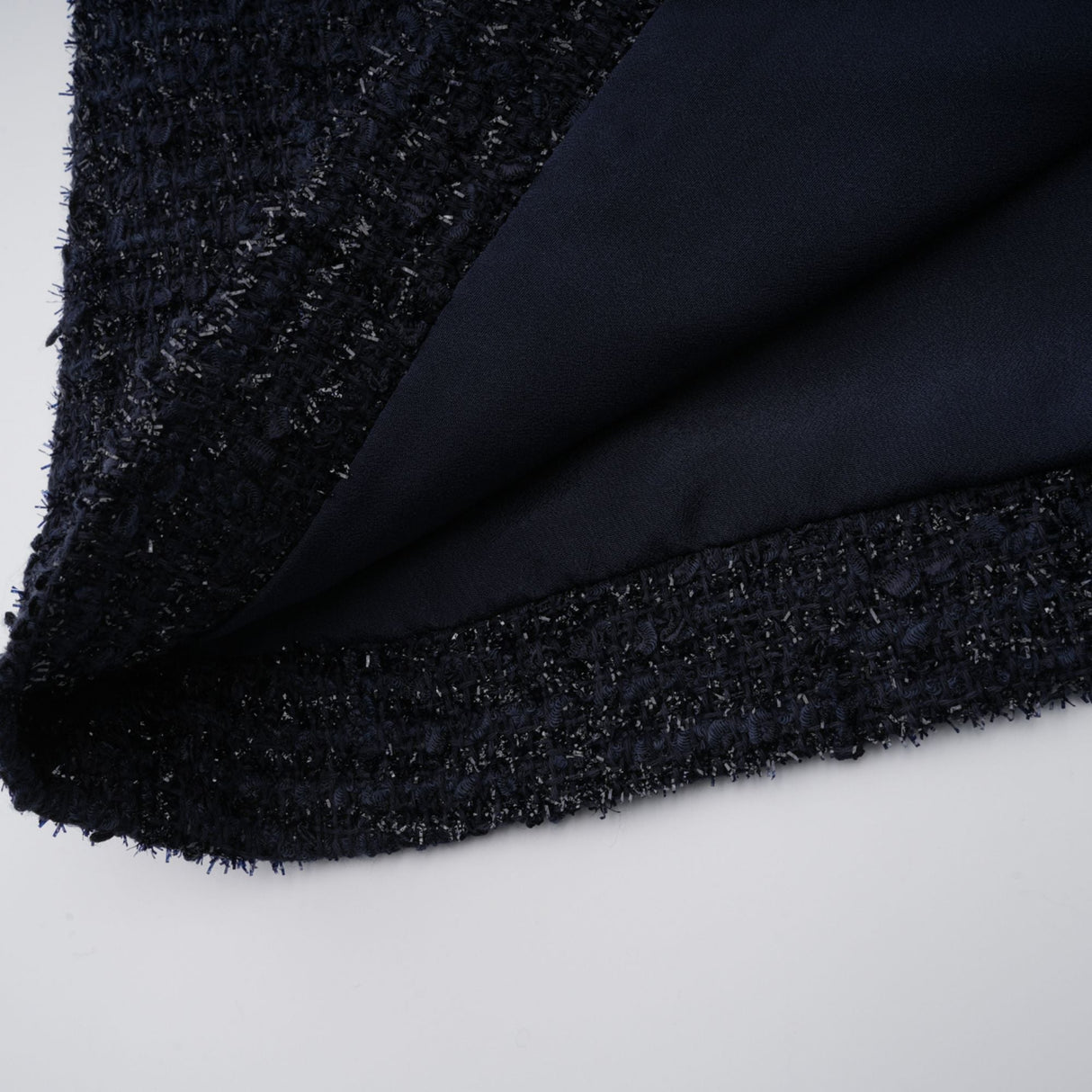 Aurohaya Fiona Navy Blue Embellished Tweed Mini Dress