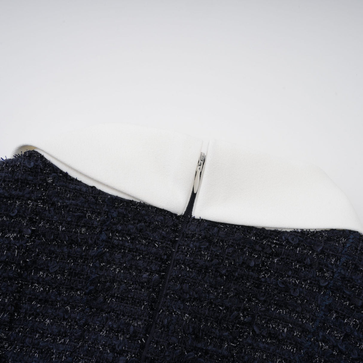 Aurohaya Fiona Navy Blue Embellished Tweed Mini Dress