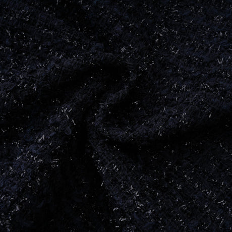 Aurohaya Fiona Navy Blue Embellished Tweed Mini Dress