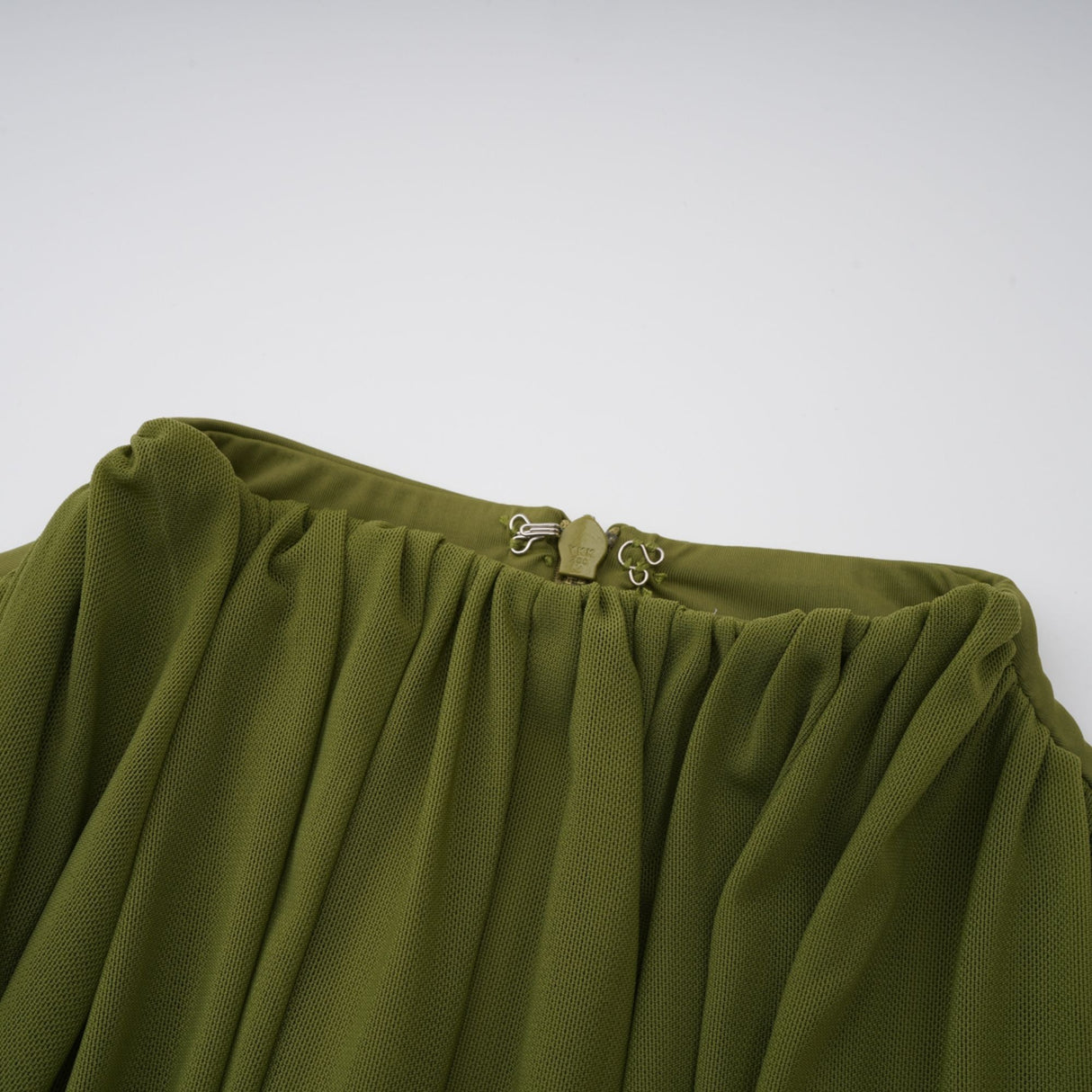 Aurohaya Arlette Green Asymmetrical Ruched Maxi Dress
